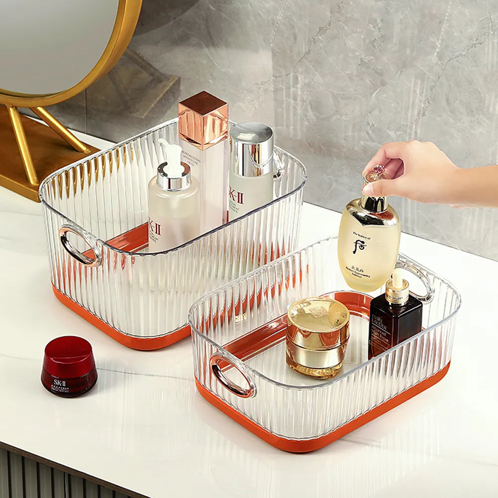 Makeup Desktop Organizer Storage Boxes Transparent Sturdy Plastic Bathroom Storage Boxes
