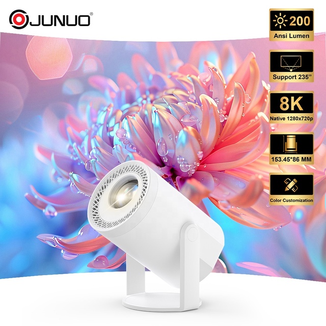 Junuo New Product Launch World's First 2-Inch Screen Genuine 200 ANSI Lumen Mini Projector TURN1 Multi-color Pocket Projector