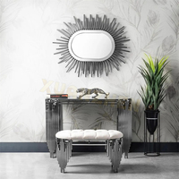 Meubles de salon, nouvelle conception, table console en acier inoxydable doré, plateau en verre, table console moderne, tables consoles