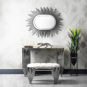 Meubles de salon, nouvelle conception, table <span class=keywords><strong>console</strong></span> en <span class=keywords><strong>acier</strong></span> inoxydable doré, plateau en <span class=keywords><strong>verre</strong></span>, table <span class=keywords><strong>console</strong></span> moderne, tables consoles - Product Image 5