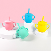 Gobelet pour tout-petits de 180 ml avec bouchon à paille, en silicone de qualité alimentaire, résistant aux chutes, compatible lave-vaisselle et micro-ondes, réutilisable, sans BPA, fournitures quotidiennes