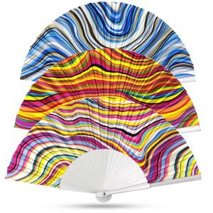 Éventail en plastique délicat QM 23cm, personnalisé, haute qualité, imprimé sur mesure, pour festivals, mariages, vente en gros - Product Image 1