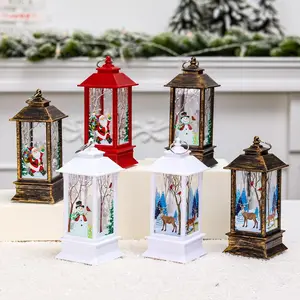 New Christmas Snow Globe Lantern a batteria LED Light Water Glittering Santa pupazzo di neve lampada da notte a sospensione Holiday Home