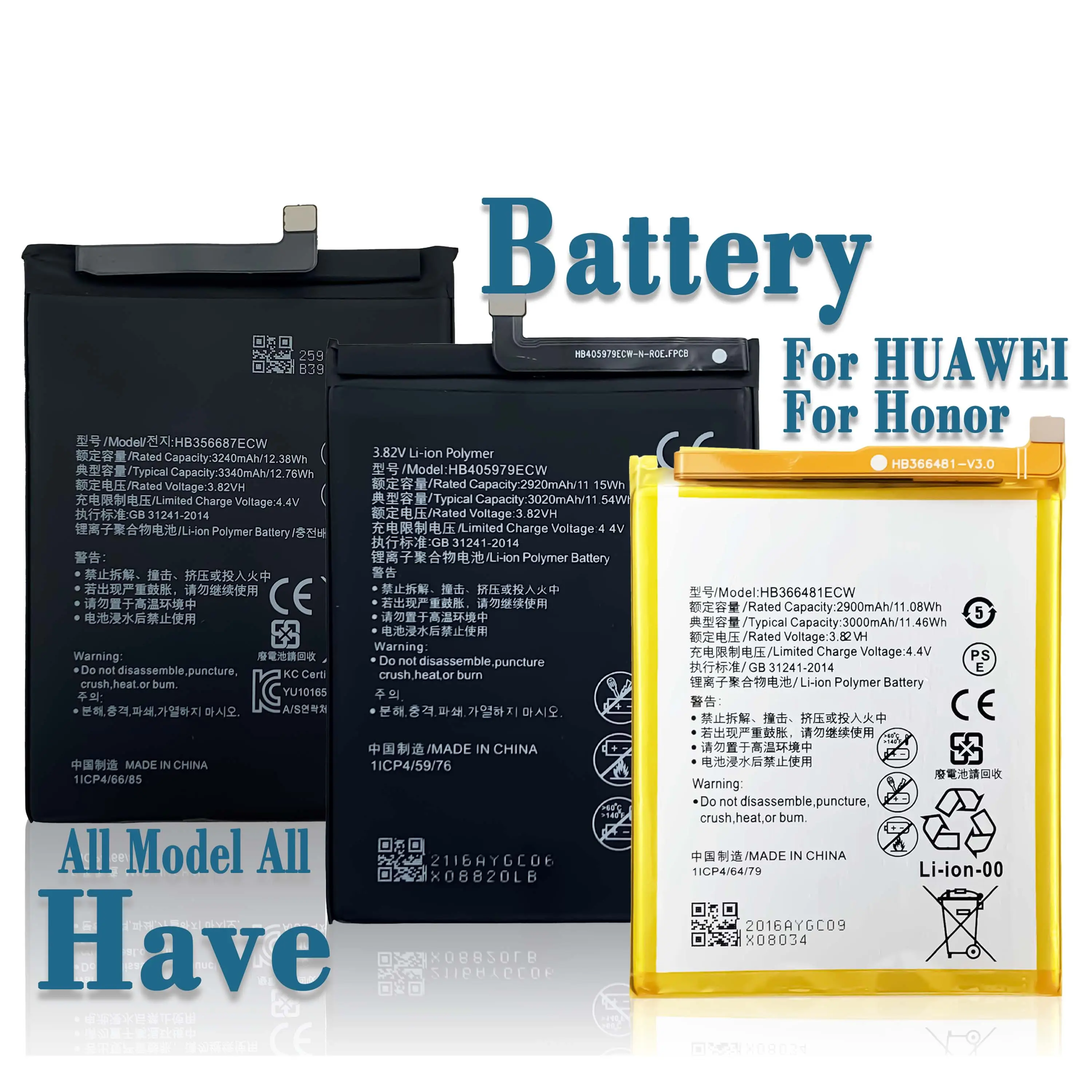 OEM Factory direct battery for Huawei P8 P10 lite P20 Pro Nova 3i batterie replacement for Huawei all models phone battery