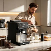 Cafetera Automática Anbolife, 20 Bares, Tanque de Leche de 500 ml, Molinillo Incorporado, Caldera Doble, PID 6 en 1, OEM