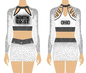 Normzl New Design Allstar Cheerleading Uniforms White Dance Costume Customs Cheerleading Costume Allstar Cheer Uniforms For Girl