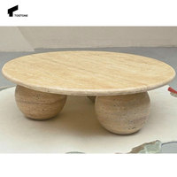 Tostone Classique Italien Blanc Marbre Naturel Rond Pierre Café Table D'appoint pour Villa Salon Hôtel Bureau Décoration