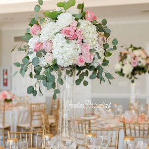 Alta calidad 50Cm seda Tropical Rosa hojas de eucalipto flor Centro bola naranja boda <span class=keywords><strong>centros</strong></span> de mesa flor bola para boda - Product Image 5