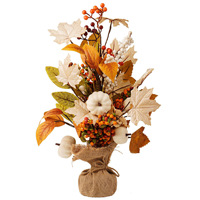 Décoration de table en soie faite à la main, motif arbre d'érable, ornements artificiels aux couleurs d'automne, pour Halloween, Thanksgiving et Fête des Rames, transfrontalier
