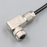 Harnais de câblage personnalisé SCONDAR M12 A-Code 8 broches, femelle droite vers 90° °   Câble femelle à angle droit UL2464 28AWG 4P câblé