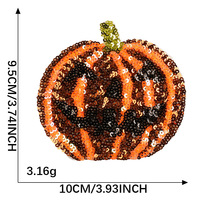 Patch thermocollant citrouille d'automne à sequins, applique brodée en chenille pour Halloween, patch d'automne pour chapeau, vêtements, accessoire DIY pour fille et garçon