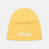 Gorro de invierno de punto sin dobladillo con logotipo personalizado bordado estilo urbano al por mayor, gorro sin ribete