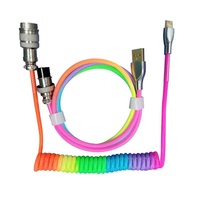 Pasokan Pabrik Kabel Keyboard Mekanis Paracord Warna-warni Aviator USB C Kabel Keyboard Melingkar