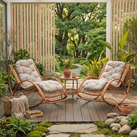 Fauteuil à bascule moderne Meiqi, durable, résistant aux UV, portable, avec coussins, pour extérieur, hôtel, parc, patio, balcon, cour