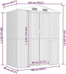 Caseta de Almacenamiento Moderna y Duradera de Aluminio Galvanizado para Herramientas de Jardín, Muebles de Exterior, <span class=keywords><strong>Patio</strong></span> Trasero - Product Image 4
