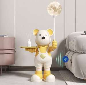Grandi oggetti artigianali in resina Love <span class=keywords><strong>Bear</strong></span> <span class=keywords><strong>e</strong></span> <span class=keywords><strong>luna</strong></span> lampada stile musicale decorazione del pavimento pezzo decorativo - Product Image 6