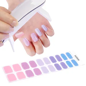 Nail Gel Polish Factory Huiszi Factory Supplier 3D Custom Semi Cured Gel Nail Full Nail Polish Gel Nail Polish Sticker Wraps