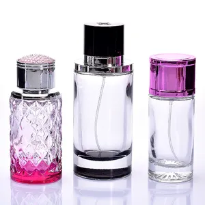 Fornitura di fabbrica bottiglie di vetro spray trasparente dispenser di profumo per cosmetici in vetro cilindrico bottiglie vuote