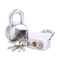 Cadenas rond en acier chromé de 65 mm, robuste, anti-effraction, avec cylindre en laiton de haute qualité
