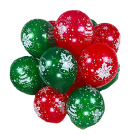 12-Zoll Rote und Grüne Schneeflocken-Druck Weihnachts-Dekorative Naturlatex-Ballons für Abschlussfeier und Neujahr