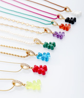 Fashion perhiasan baru Pink lucu Resin kerajinan beruang jimat liontin akrilik liontin beruang transparan untuk DIY membuat kalung