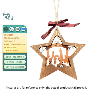 Adorno Religioso de Madera del Nacimiento de Jesús, Decoración Creativa de Escena Navideña para Escritorio, Artesanía de Madera - Product Image 1