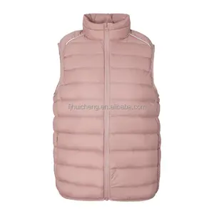 Wholesale Ladies Outdoor Quilted Vests Custom Reflective Stripe Pink Quilted Padded Vest Women