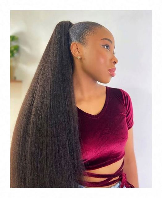 Remi Virgin Hair Weave 100% Unprocessed Brazilian Long Hair with Loose & Natural Waves Grawstring Ponytail Stylish Features
