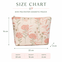 Sac cosmétique floral en polyester mini personnalisé en gros, pochette de maquillage légère à fermeture éclair pour la maison et les voyages, pour femmes, OEM ODM