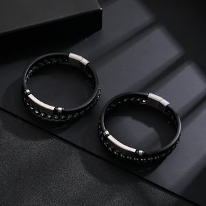 Pulsera de Cuero Trenzado de Acero Inoxidable de Alta Calidad, Estilo Clásico y Moderno, Personalizable al por Mayor - Product Image 6