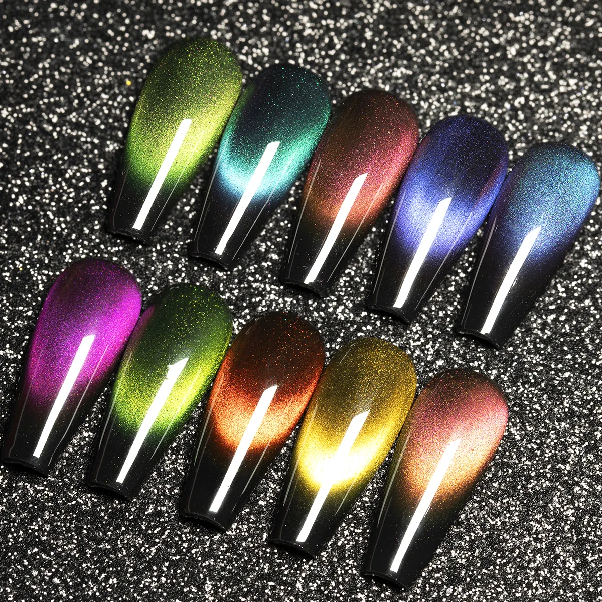 Glitter double light Cat Eye Gel Polish Magnet 9D Holographic Cat Eye Nail Gel Nail Art Magnetic UV Gel Polish