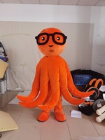 Costume de mascotte pieuvre orange en peluche personnalisé Blue Sky pour adulte avec lunettes de soleil unisexe