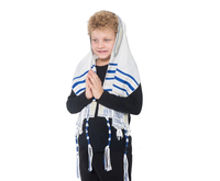 Châle de prière Tallit pour enfants chrétiens - Petit Tallit avec Bénédiction d'Aaron et Symboles messianiques