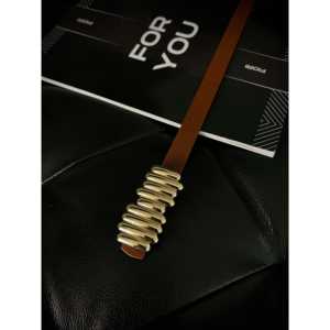 Cinturón Delgado para Mujer con Hebilla de Barra de Diseño Fiori, Hebilla de Placa con Recubrimiento de Aleación, Estilo Casual - Product Image 3