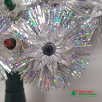 Fleurs en paillettes, cadre en PVC blanc chaud éclairé, décoration de sapin de Noël portable, lampe de sommet de sapin de Noël, cadeau de Noël