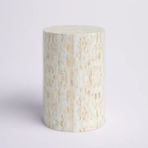 ISO9001 Factory Wholesale Modern Drum <b>End</b> <b>Table</b> with Stone Veneer, 19" Round Side for Small Spaces - Product Image 1