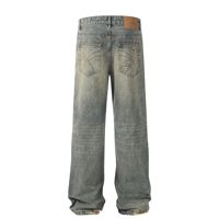 Jeans déchirés rétro américains, denim délavé, unisexe, pantalon décontracté haut de gamme, ample, style printemps, pantalon long évasé pour couple
