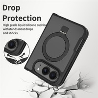 360 °   Coque de téléphone magnétique avec anneau rotatif en métal, support intégré, dos mat anti-traces de doigts en TPU+PC pour iPhone Duo 18 Fold