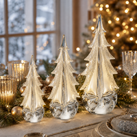 Luxuriöses Glas-Weihnachtsbaum-Ornament-Set Kristall-Feiertagsbaum-Figuren-Dekoration mit Standfuß in 8/12/16 Zoll Größen für Zuhause und Tisch