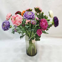 Bunga Ranunculus Sutra 5 Tangkai Sen Masine Real Touch, Bunga Artificial untuk Dekorasi dan Rangkaian Rumah