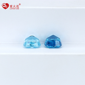 Cushion Cut love <strong>Fire</strong> <strong>Gems</strong> Wholesale Blue Color Loose <strong>Stones</strong> High Quality New Cutting Method 4k Ice Crushed Cut Cubic Zirconia - Product Image 2