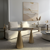 Table basse personnalisée en acier inoxydable et laiton, durable, de luxe léger, mobilier de maison créatif, table d'appoint de canapé pour négociations
