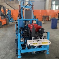 Foreuse rotative sur chenilles pour puits d'eau de 200 m de profondeur, alimentée au diesel, avec pompe et moteur haute performance inclus