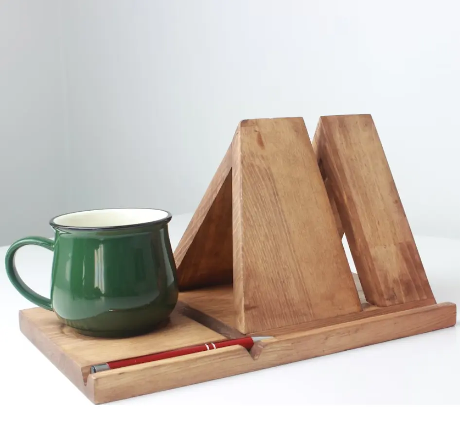 Customized DIY Wooden Triangle Bookmark Laptop Holder Tablet Stand Multi Functional Book Holder
