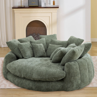 Canapé paresseux rond extra large en chenille, scellé sous vide, prêt à être expédié du Canada, design de mobilier compressé
