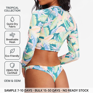 Ensemble de maillot de bain sexy pour femme, deux pièces, avec haut à manches longues et bas string, idéal pour le <span class=keywords><strong>surf</strong></span>, la <span class=keywords><strong>plage</strong></span> et les bikinis - Product Image 2