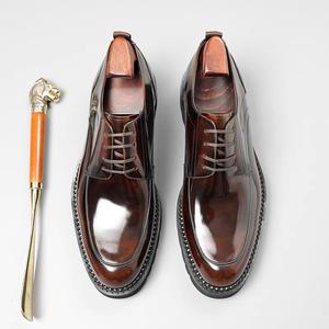 Chaussures habillées décontractées pour hommes en cuir véritable à lacets, motif léopard, respirantes, nouvelle conception - Product Image 5