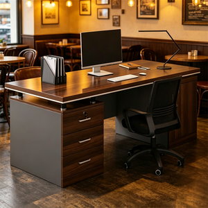<b>Office</b> Desk Employee <b>Workstation</b> Single Table Chair Set Commercial Minimalist Modern Solid Wood Removable <b>Office</b> Building - Product Image 3