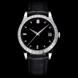 Montre mécanique de luxe automatique en cuir de vachette pour femmes et hommes, avec mouvement 324 de haute qualité, lunette sertie de diamants et calendrier, idéale pour le dropshipping - Product Image 1