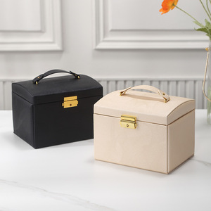 กล่องเก็บเครื่องประดับเดินทางกล่องใส่เครื่องประดับแบบพกพาที่ล็อคได้มี2ลิ้นชักตัวล็อคกระจกและกุญแจ - Product Image 1